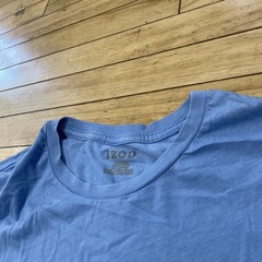 Izod Light Blue Shirt Men XL Active Performance Stretch Preppy Logo Tee 46-48
