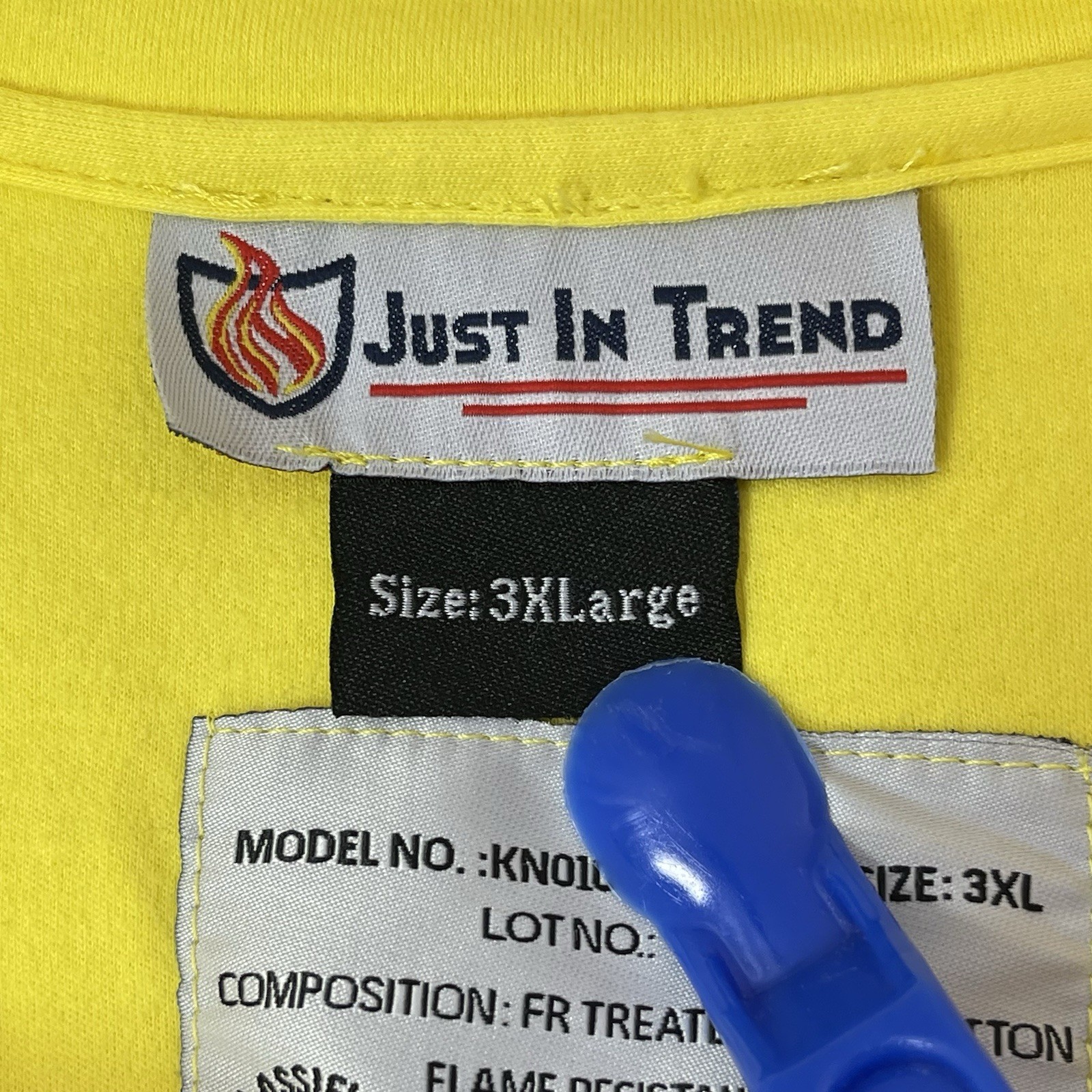 Just In Trend 3XL Men’s Safety Yellow FR Long Sleeve T-Shirt 100% Cotton gallery