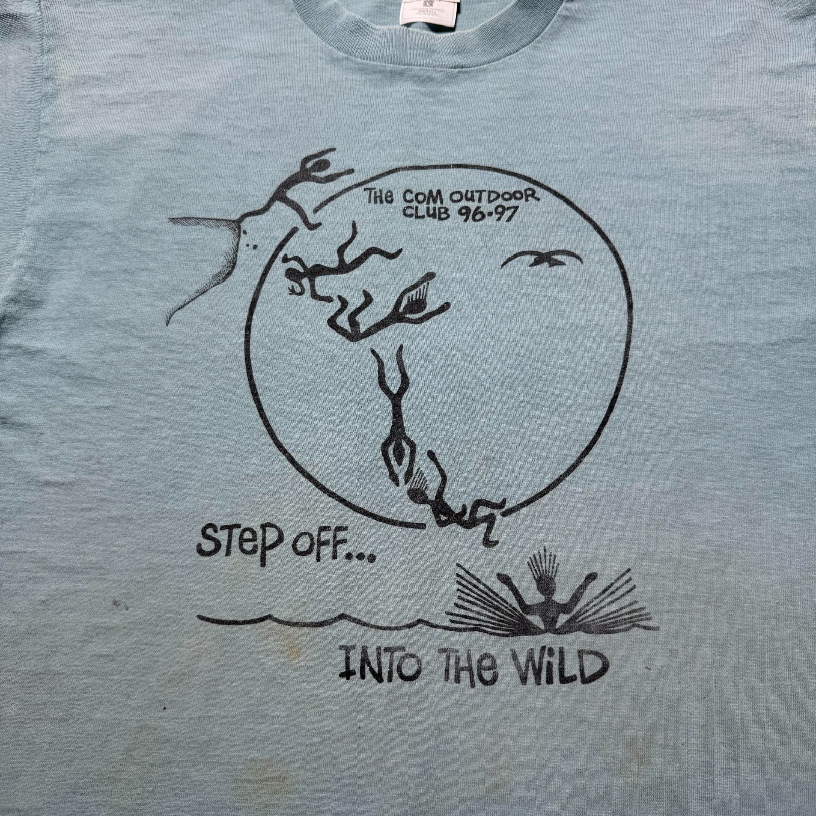 Vintage 90s The Com Outdoor Club Into The Wild Graphic T-Shirt USA Made - Large gallery