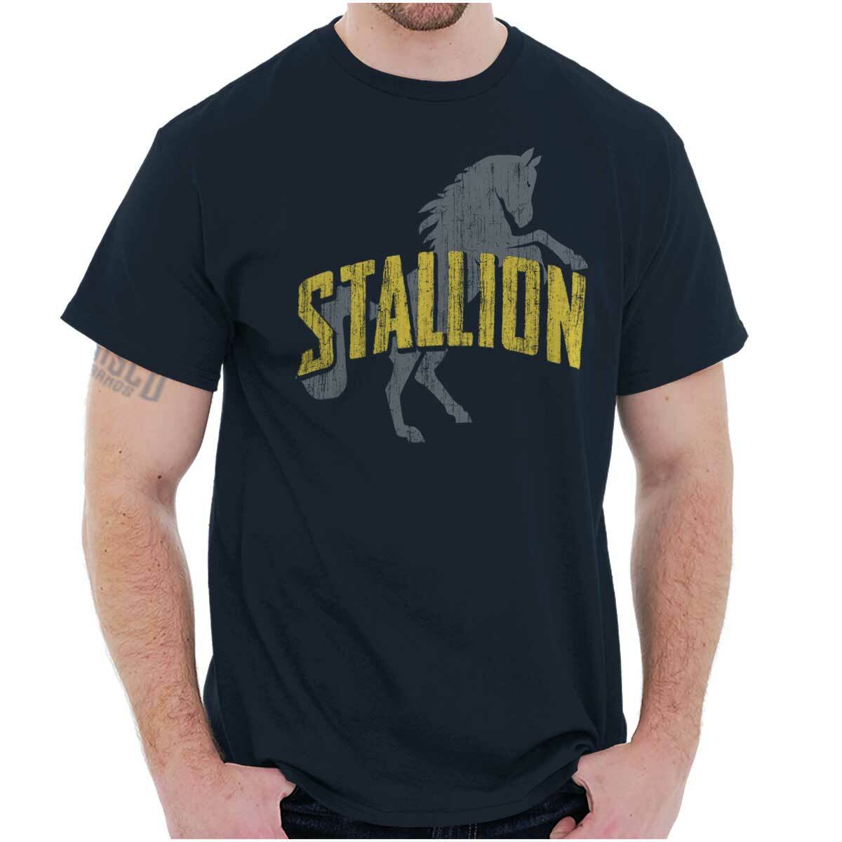 Funny Sarcastic Italian Stallion Horse Movie Mens Casual Crewneck T Shirts Tees
