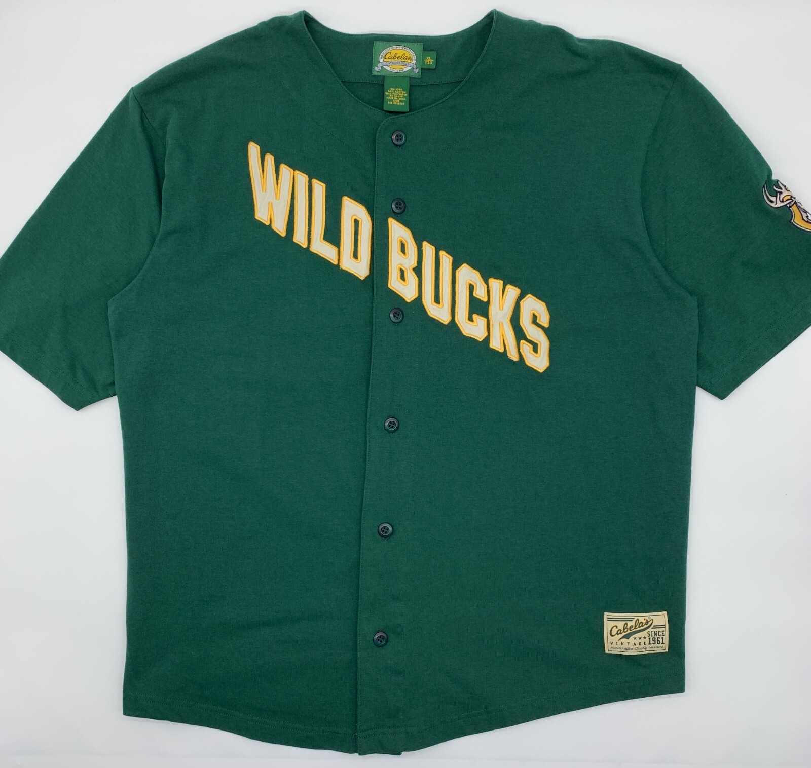 Vintage Cabelas Outdoor Gear Wild Bucks Baseball Jersey Size XL Embroidered