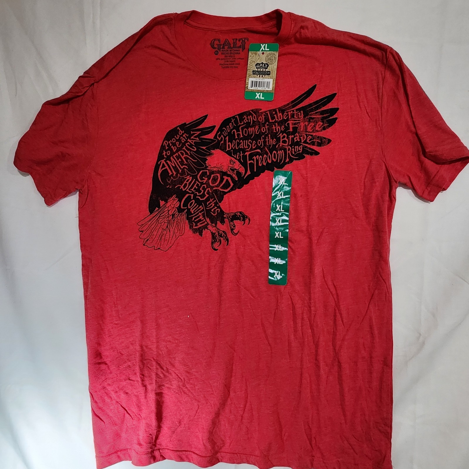 GALT USA Men’s XL Red Eagle Graphic T-Shirt Patriotic American Freedom Cotton