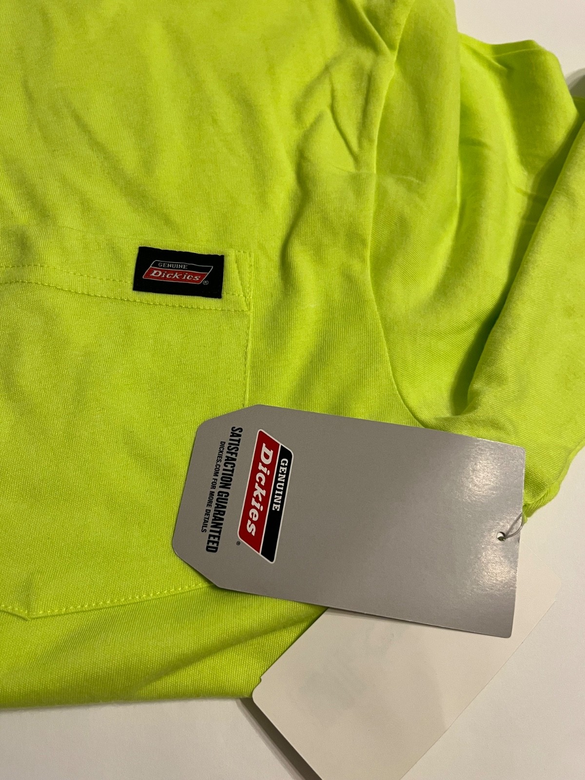 2 Brand New w/ Tags Dickies Fluorescent Yellow XL & L Pocket T-Shirt (1 of each) gallery