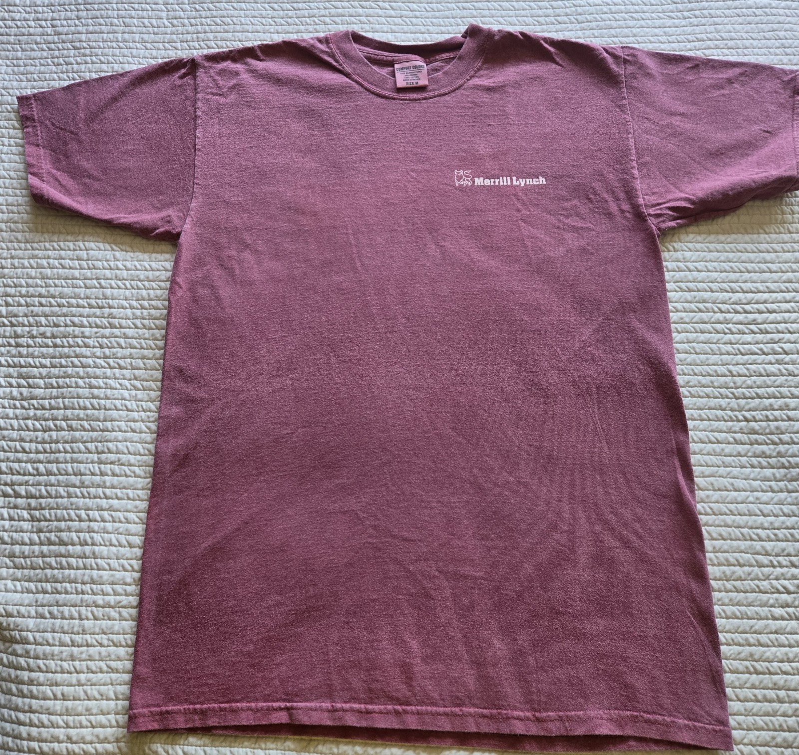 Comfort Colors Merrill Lynch T-Shirt Mens Medium Maroon Corporate Bull Logo Tee gallery