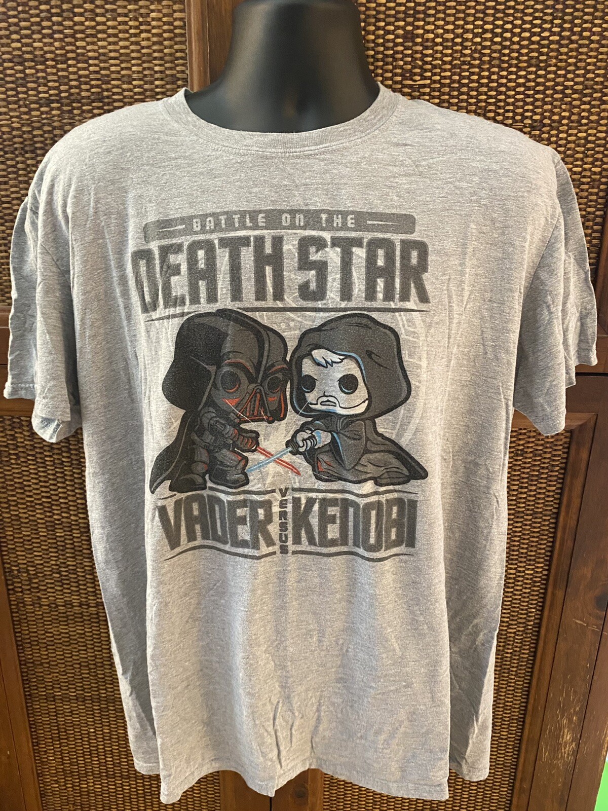 Star Wars Battle Of The Death Star Vader Vs. Kenobi XL Gray Mens T Shirt