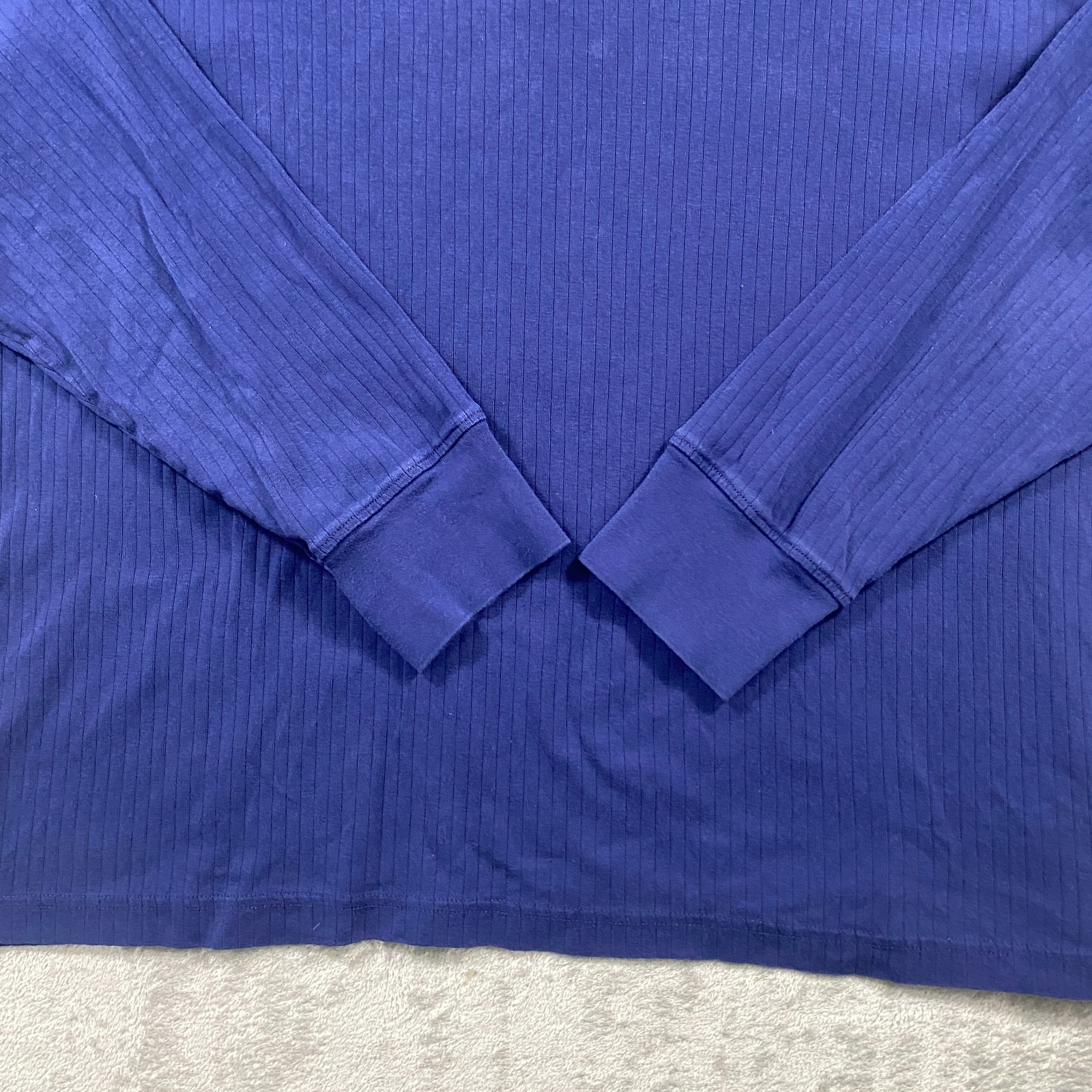 Lands' End Henley Shirt Men's XL Navy Blue Long Sleeve Vertical Rib Knit Cotton gallery