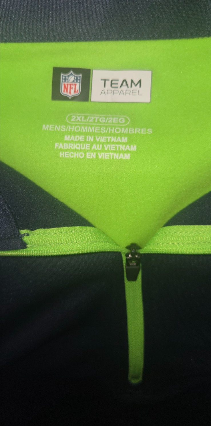 NFL Team Apparel Mens Blue & Green Seattle Seahawks Football 1/4 Zip Jacket 2XL gallery