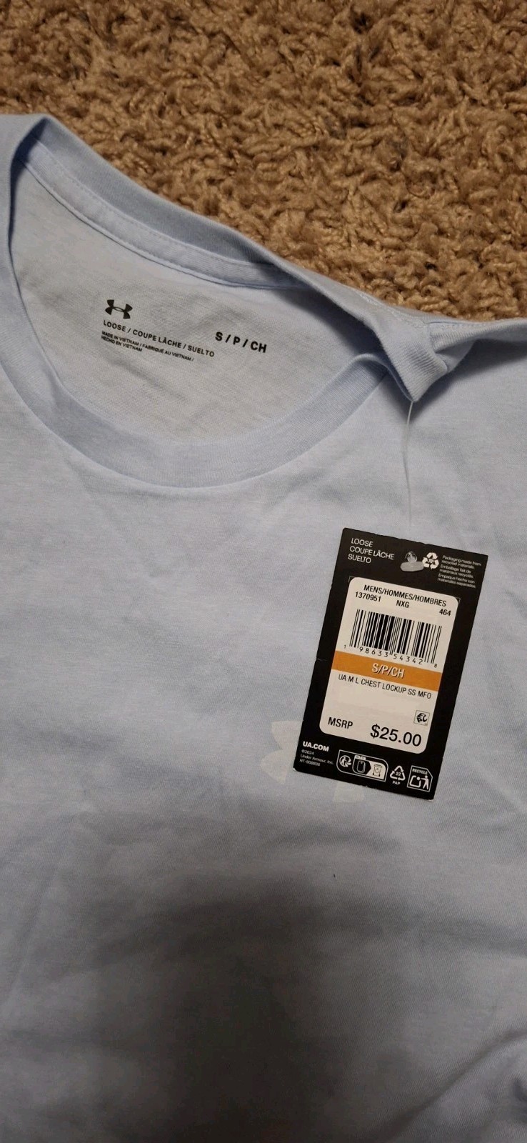 Under Armour LIGHT BLUE Mens Size Small UA Loose Short Sleeve T-Shirt NWT gallery