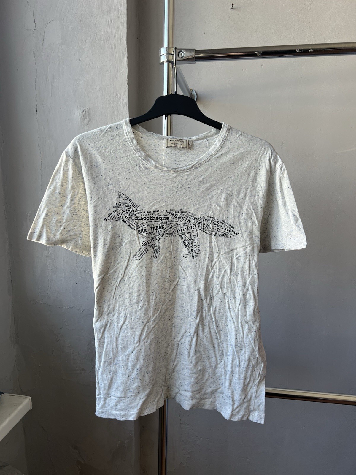 MAISON KITSUNE PARIS RARE FOX MULTI-LOGO WHITE COTTON MENS CLASSIC T SHIRT SZ L gallery