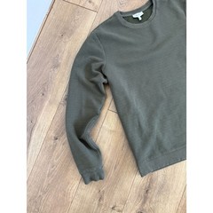 REISS S olive green Pullover Long Sleeved Crewneck pullover shirt knit waffle
