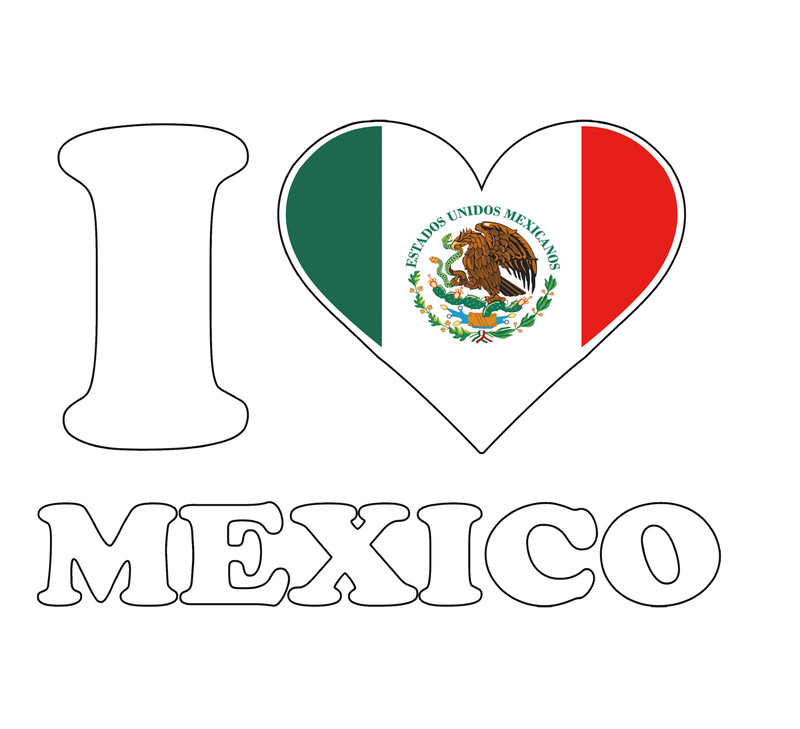 I LOVE MEXICO 7X9in SELF IRON ON HEAT TRANSFER PERSONALIZE FOR T SHIRT LOT 4-24