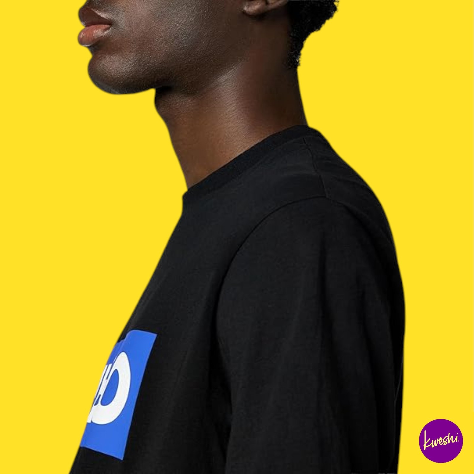 HUGO Men's Nico Cotton-Jersey T-Shirt, Blue Logo Print, Black, UK XXL | EU 56 gallery