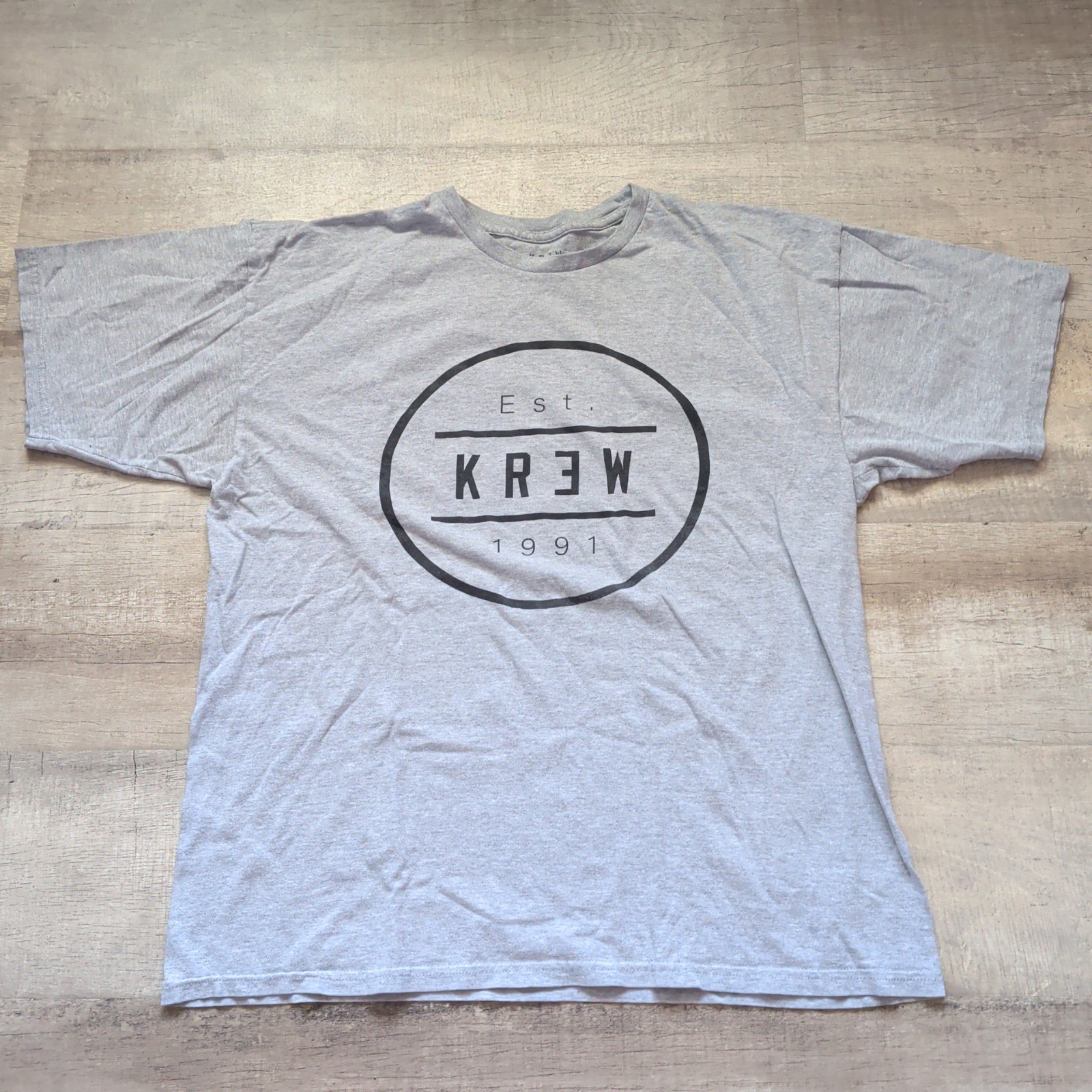 ​KR3W Skateboards Graphic T Shirt Mens XL Gray Est 1991 Circle Logo Skate Tee