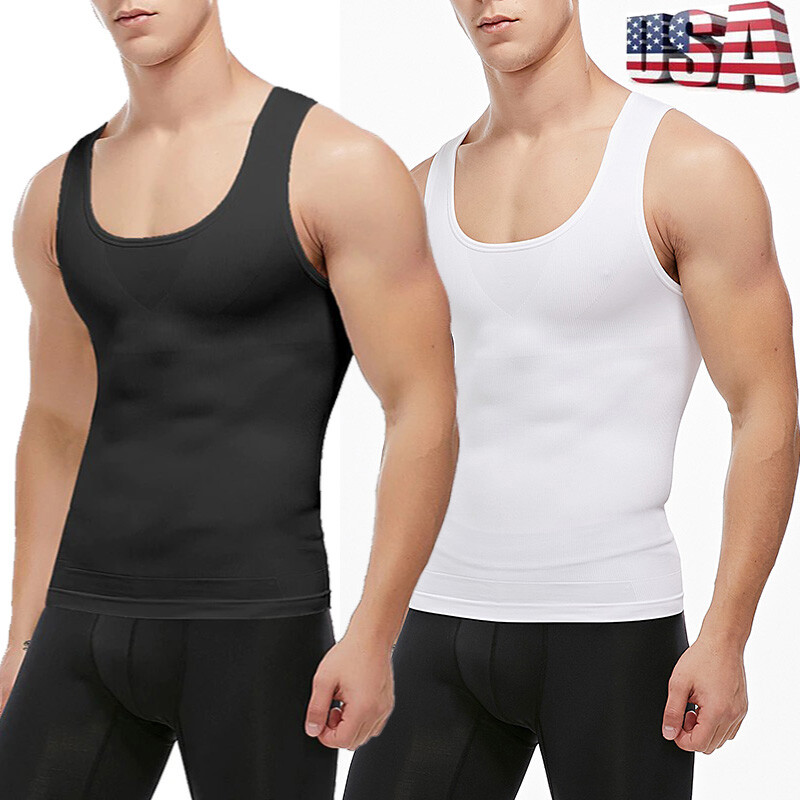 Slimming Mens Belly Compression Vest T Shirt Body Shaper Shapewear Tank Top Gym