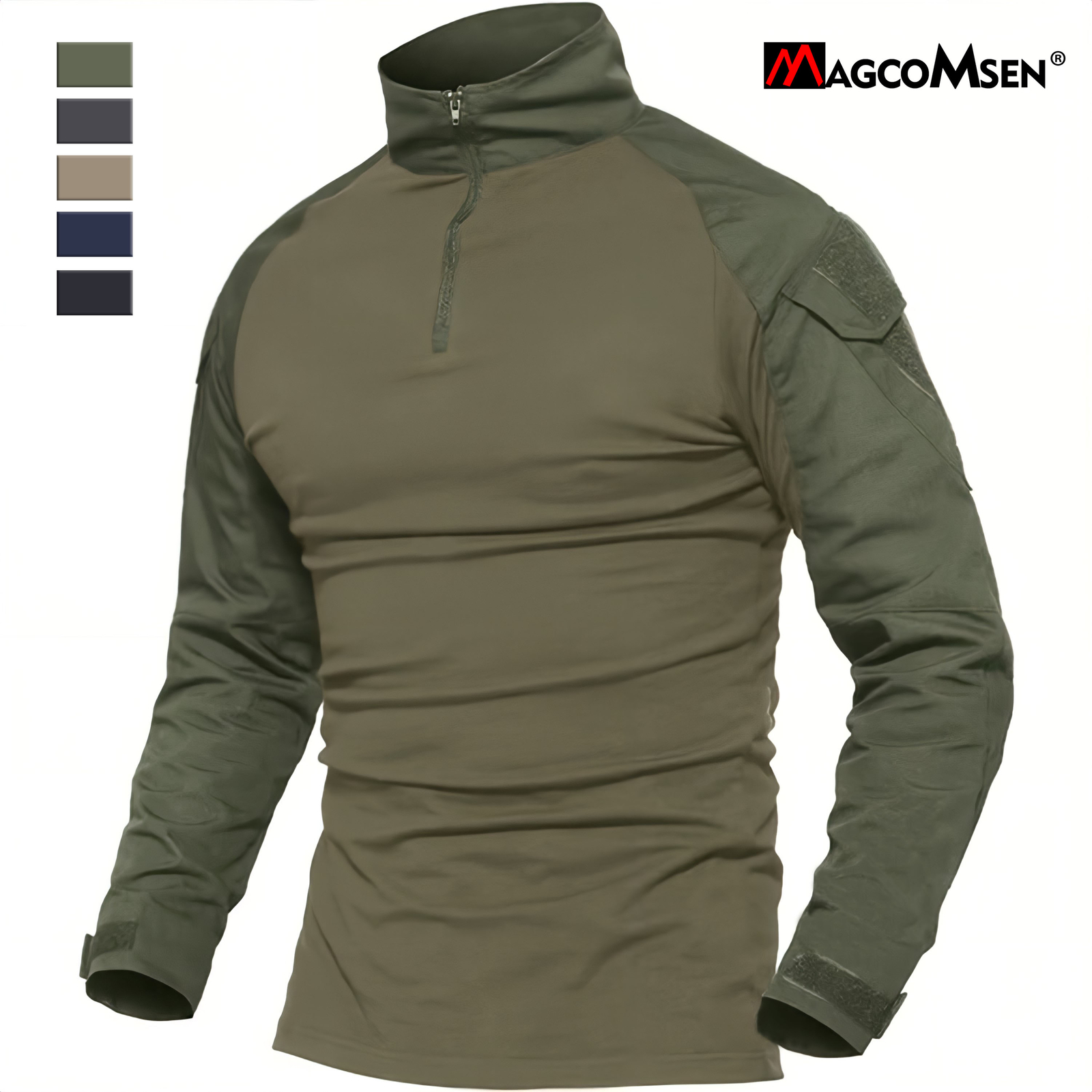 Men's Tactical Hiking T-Shirt Long Sleeve 1/4 Zip Rip-Stop Shirt Casual Work Tee gallery
