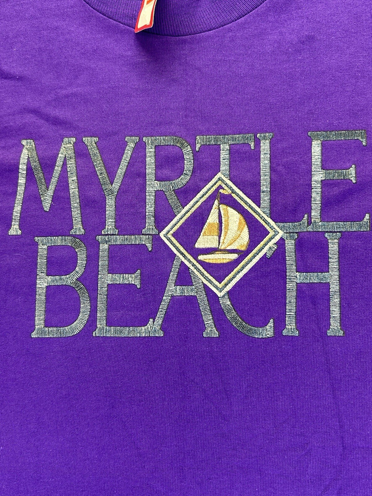Vintage 90s USA Single Stitch Myrtle Beach Sailboat Embroidered T-Shirt Large gallery