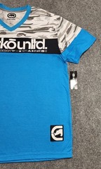 Ecko Unltd V-Neck Blue Atomic With Camo Men’s T-Shirt Size X-Large NWT