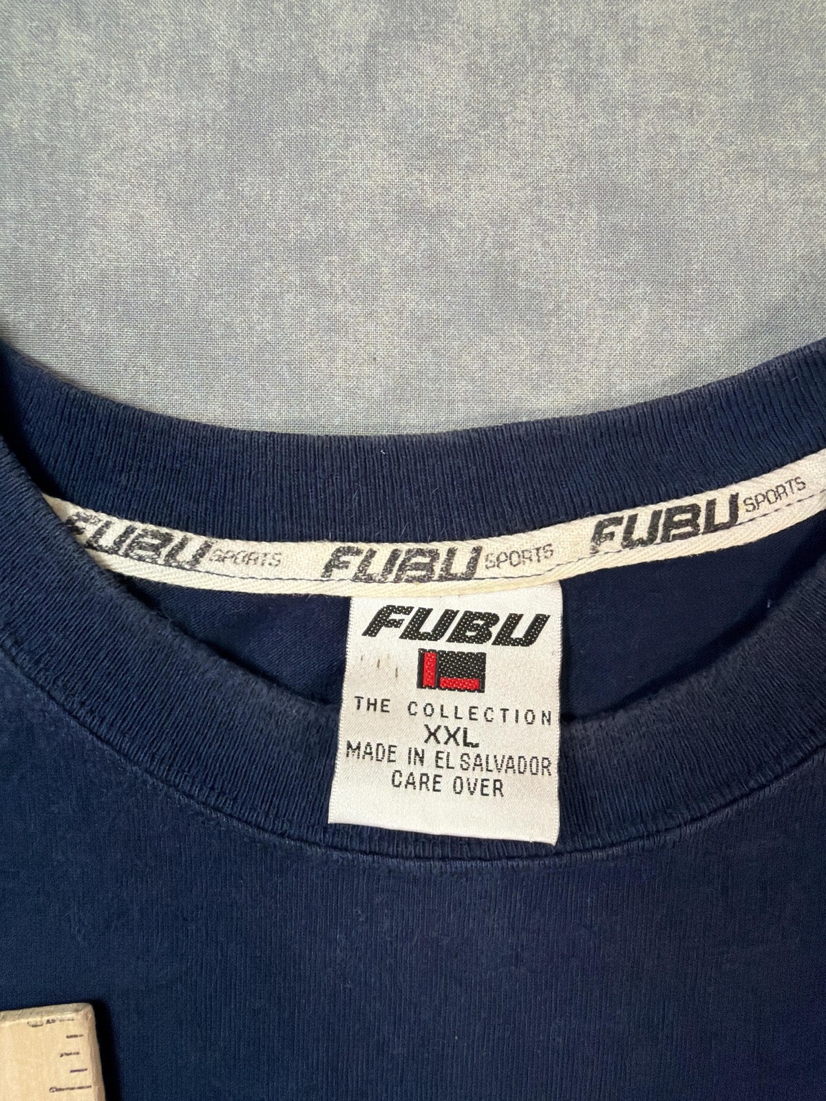 FUBU Shirt Mens 2XL Blue Competition 05 Logo Graphic Tee Streetwear Back Print gallery