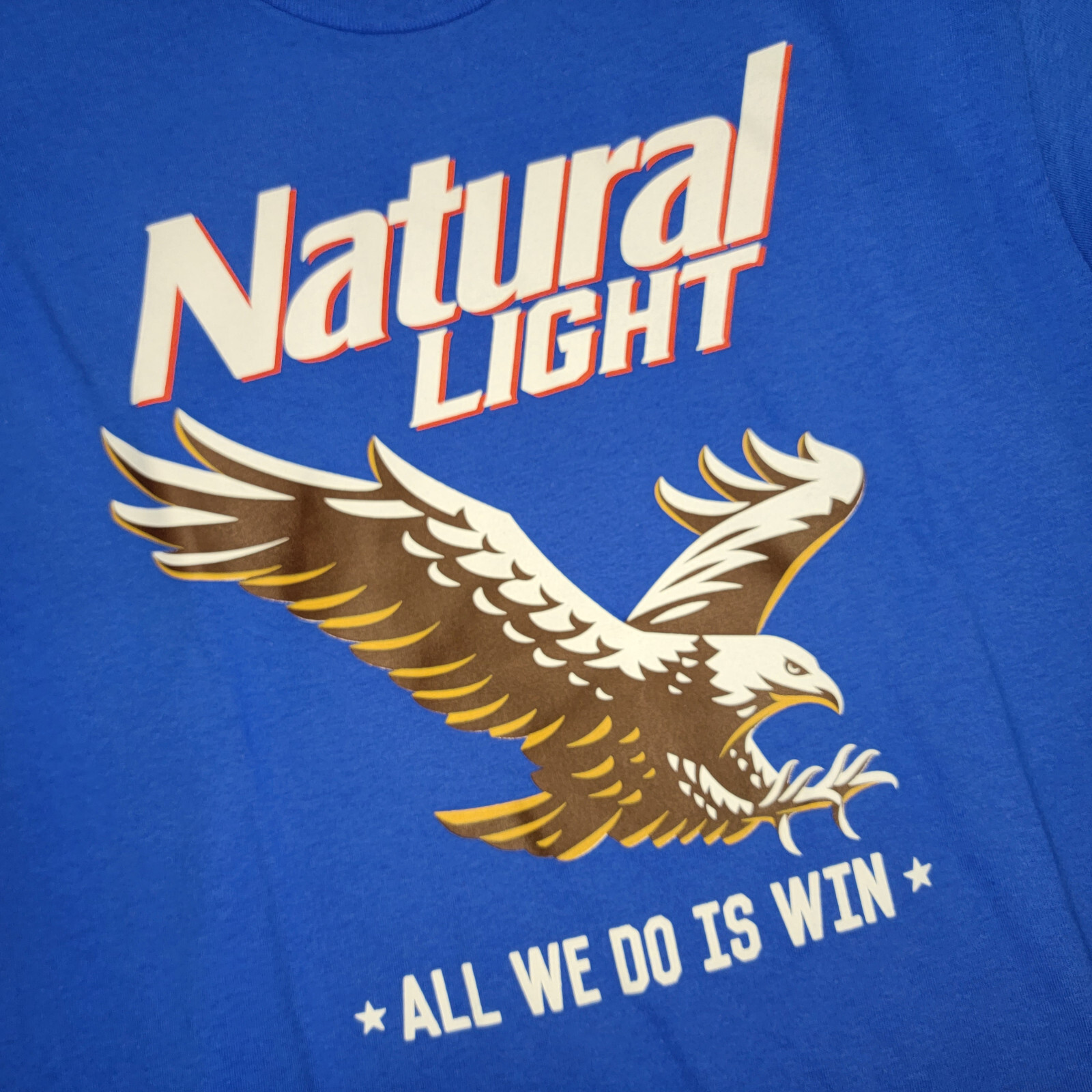 NATURAL LIGHT Beer Shirt Mens Medium Blue Brew Eagle Casual All We Do is Win NWT gallery