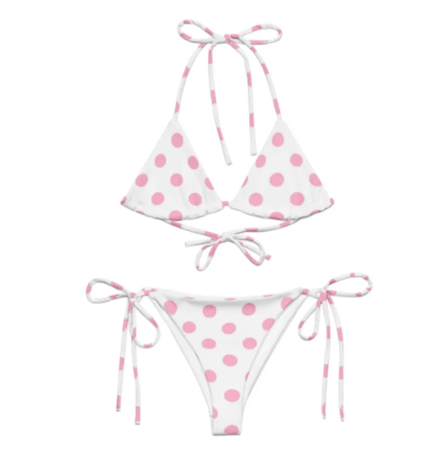 Polka Dot Retro String Bikini Set Women Swimwear Beach Bathing Suit