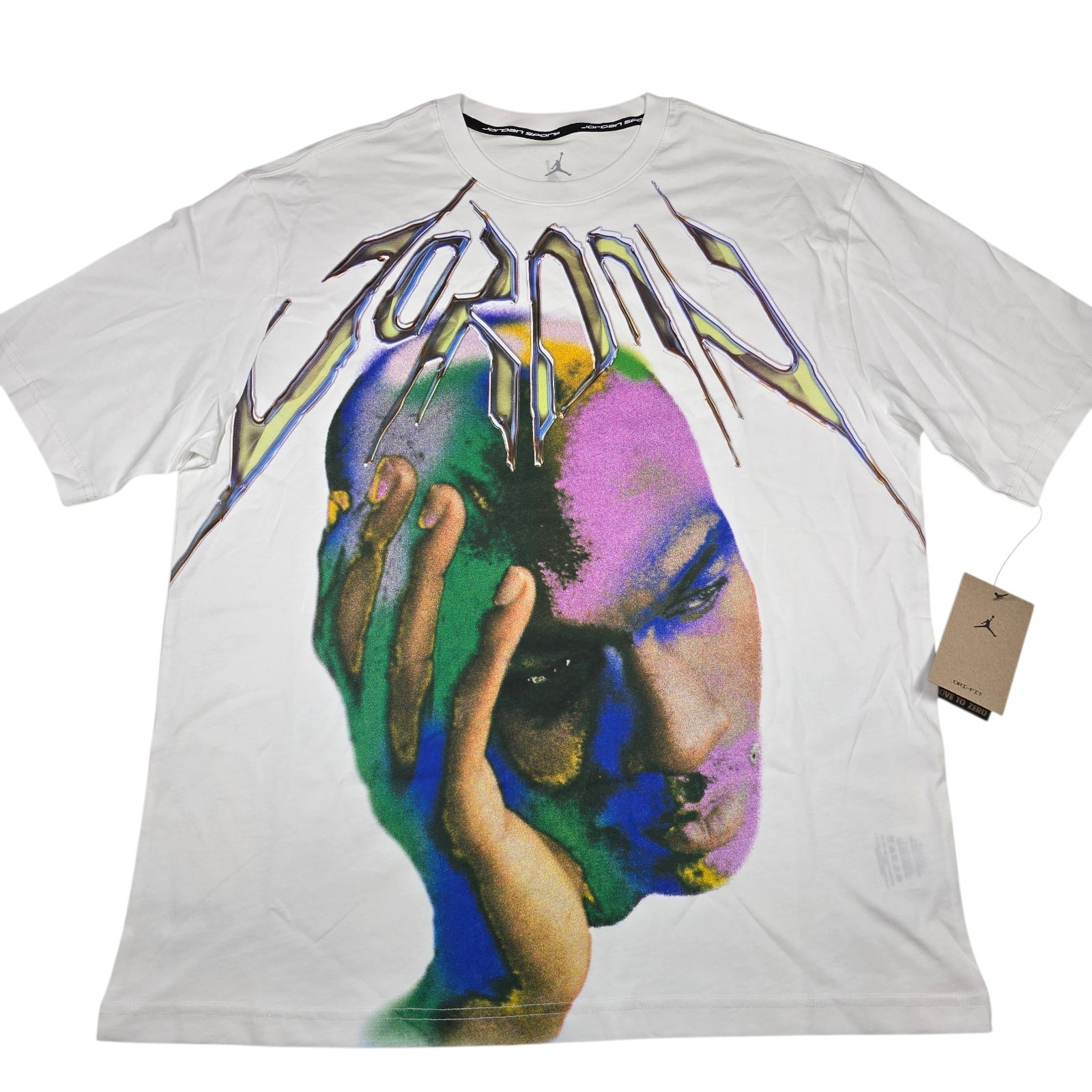 NWT Nike Air Jordan Sport Dri-Fit White Jordan Graphic T-Shirt, Men's Size Large gallery