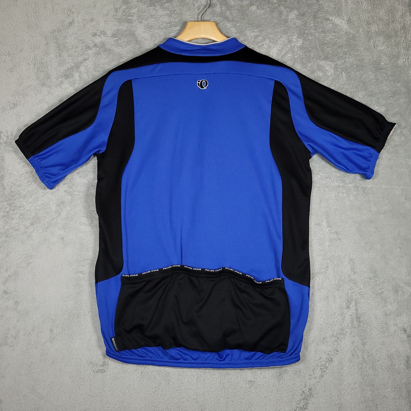 Pearl Izumi Cycling Shirt Mens XL Blue & Black Short Sleeve Zip Back Pockets gallery