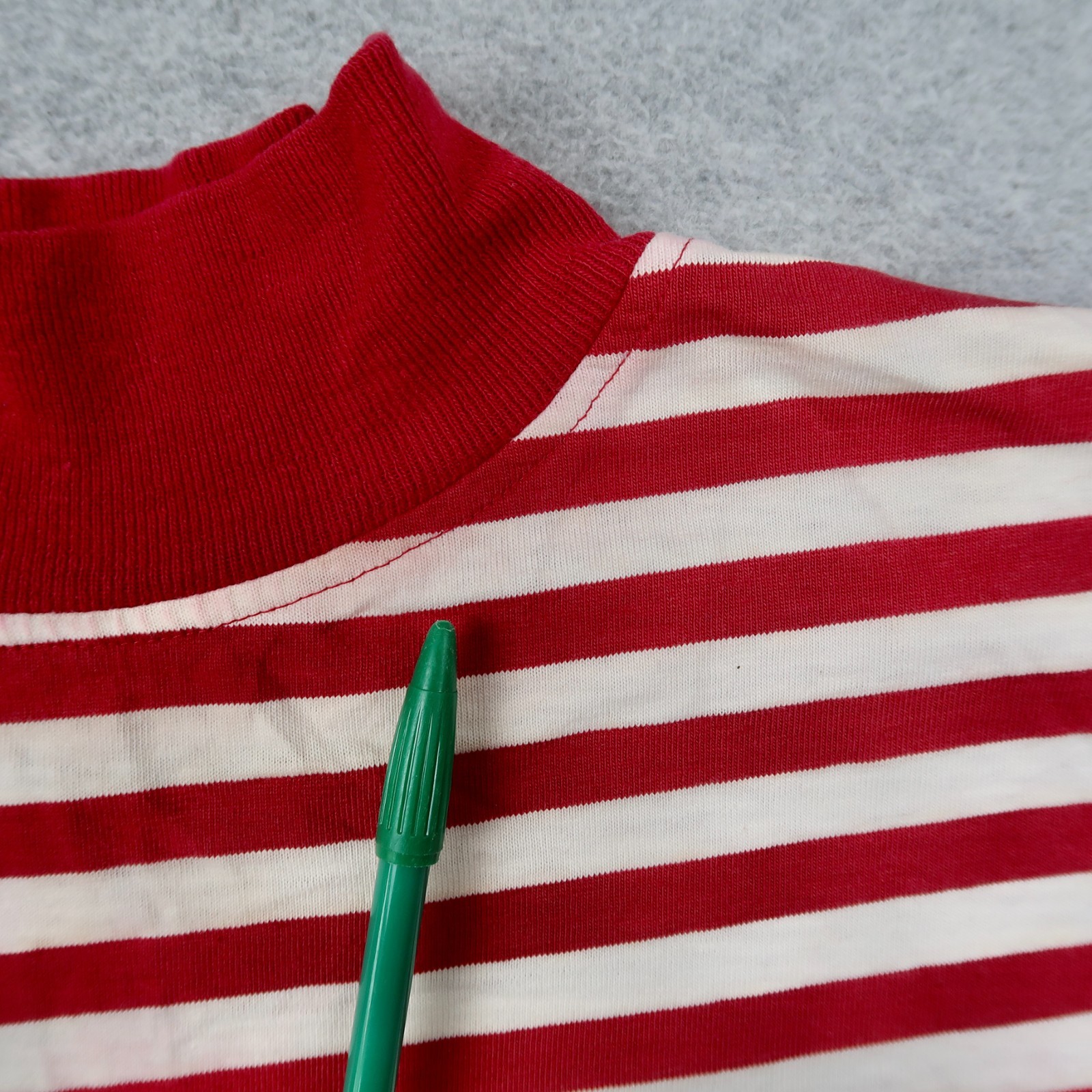 Vintage 90s Calvin Klein Sport Striped T Shirt Size S Small Red Mock Neck USA gallery