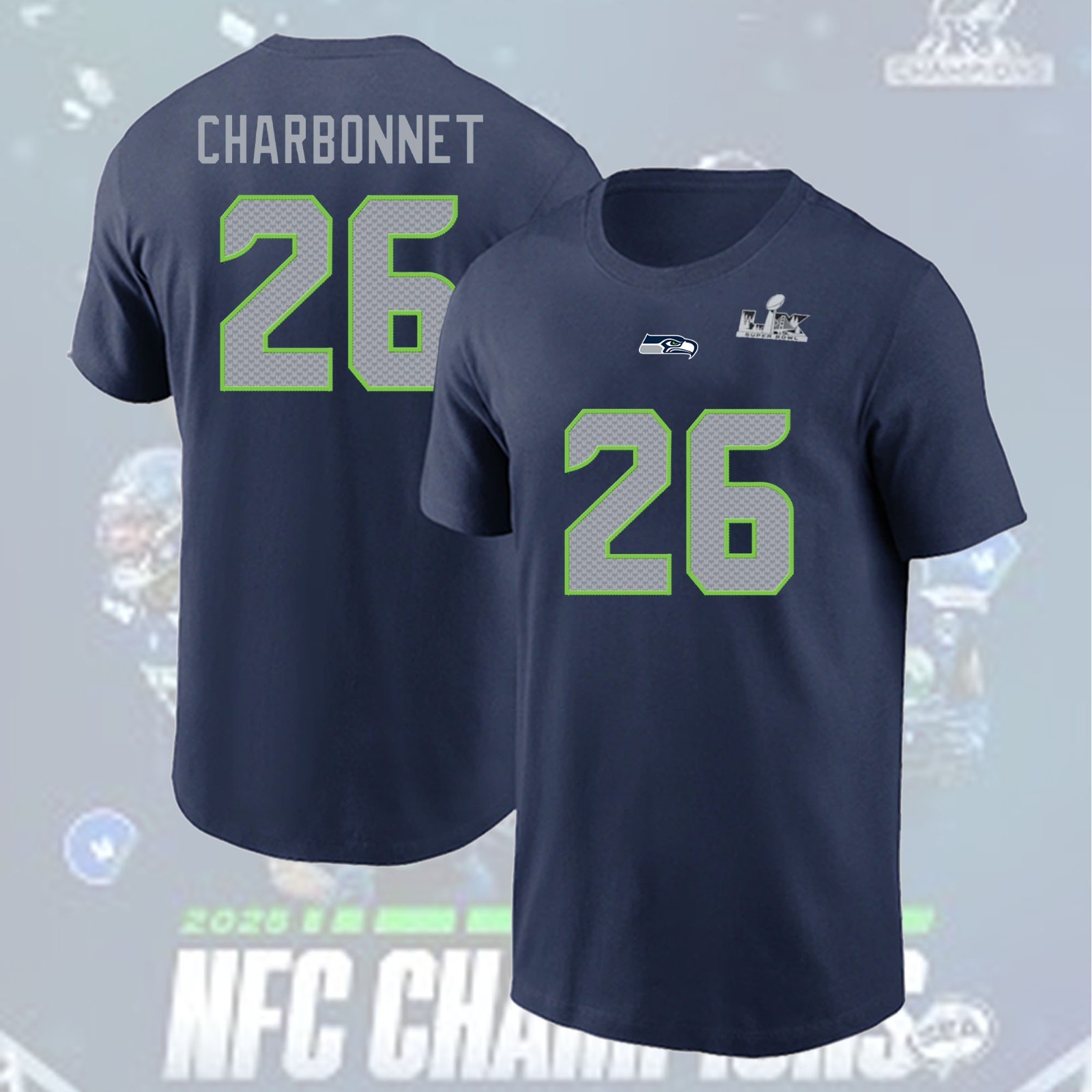 NEW ITEM! Seattle Sea.hawks Super Bowl LX Patch 2026 Name & Number Fan Gifts gallery