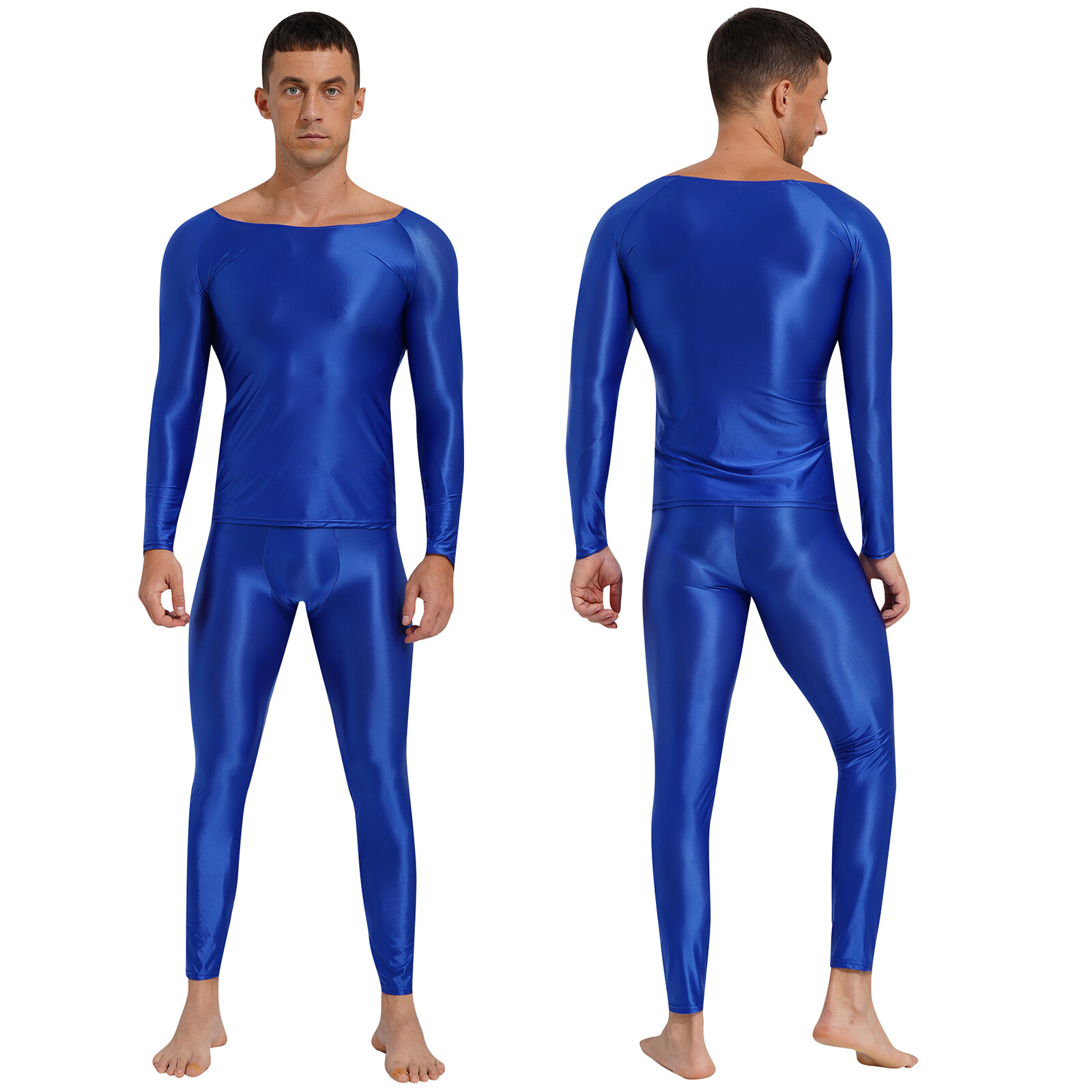Mens Sportswear Round Neck T-shirts Skinny Tracksuit Running Gym Clothing Glossy gallery