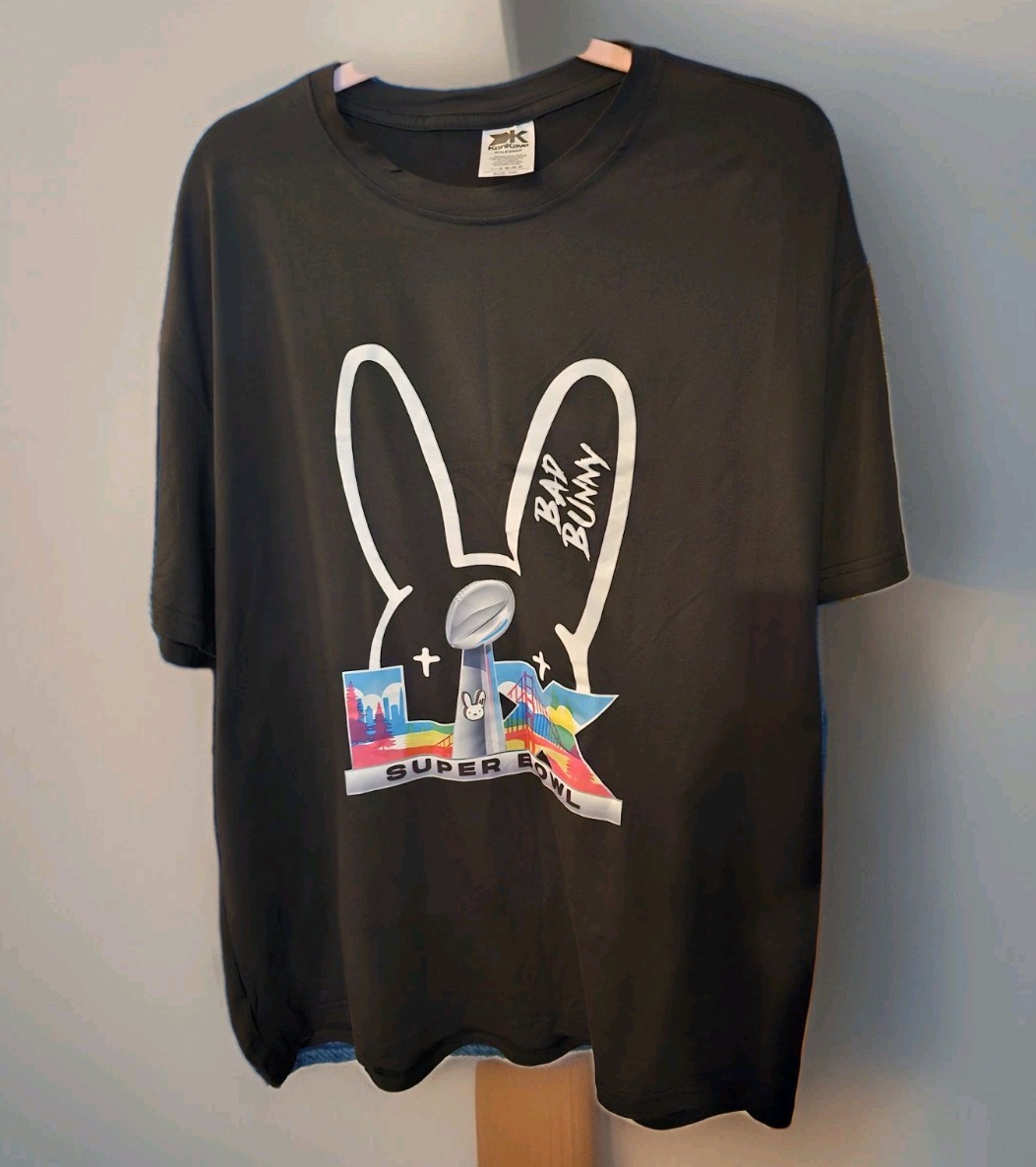 Bad Bunny X Super Bowl collab logo T-shirt made of 100% cotton Size 3XL gallery