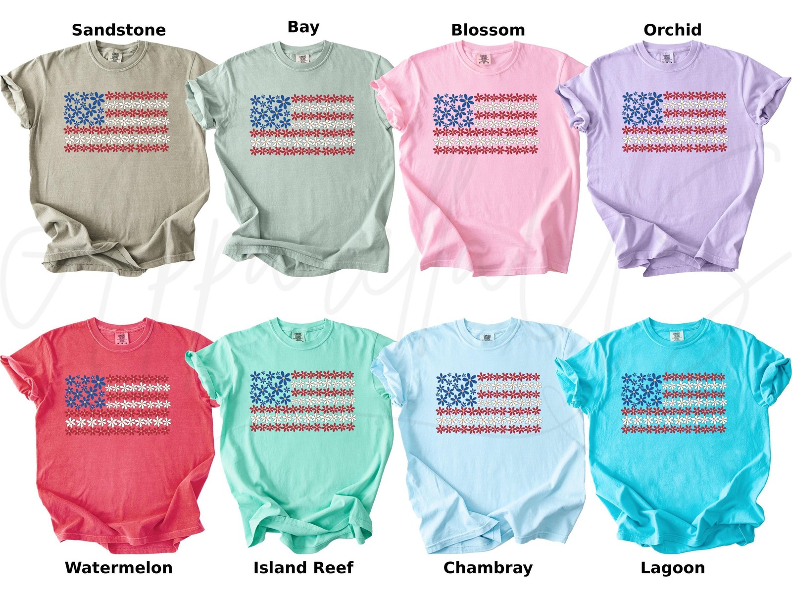 Comfort Colors Floral American Flag Shirt Patriotic 4th of July Tee gallery