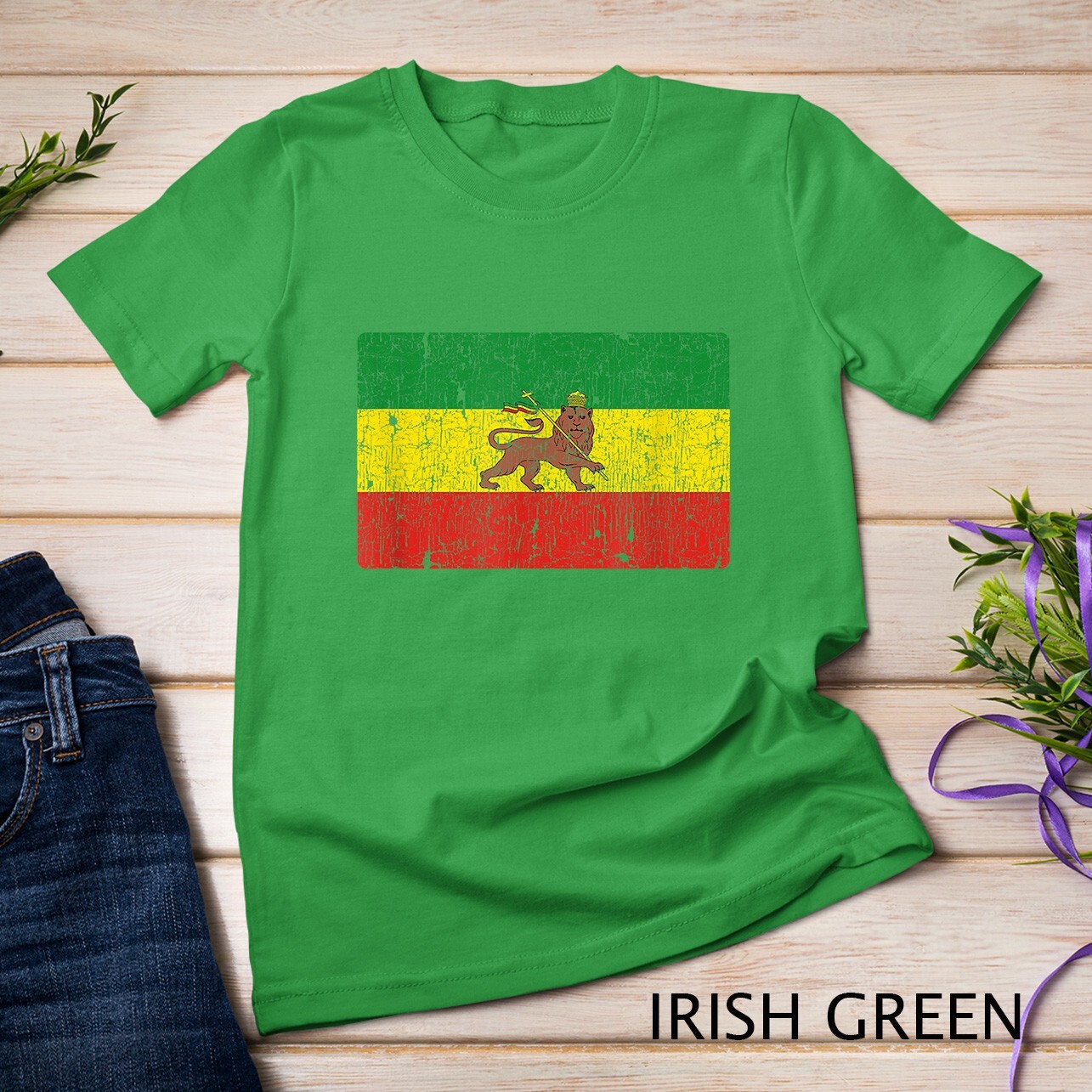 Vintage Rastafari Ethiopian Lion Ethiopia Rasta Pride Flag Unisex T-shirt gallery