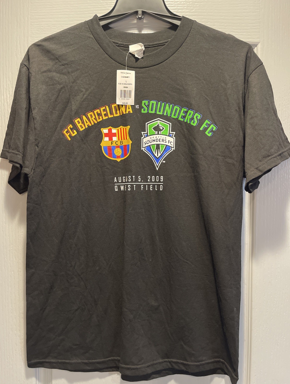 2009 FC Barcelona vs Seattle Sounders Qwest Field Soccer T-Shirt Size Large gallery
