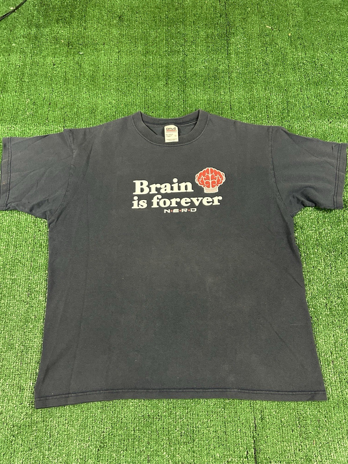 Vintage N.E.R.D. “Brain Is Forever” T Shirt Sz L Pharrell Williams Nerd Y2K 2000 gallery
