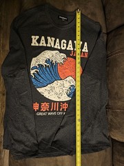 Brandmakers Group Great Wave Off Kanagawa Long Sleeve Shirt Raised Letters XL