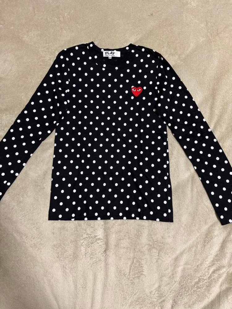 COMME des GARCONS PLAY Polka Dot Long Sleeve T-Shirt M Black