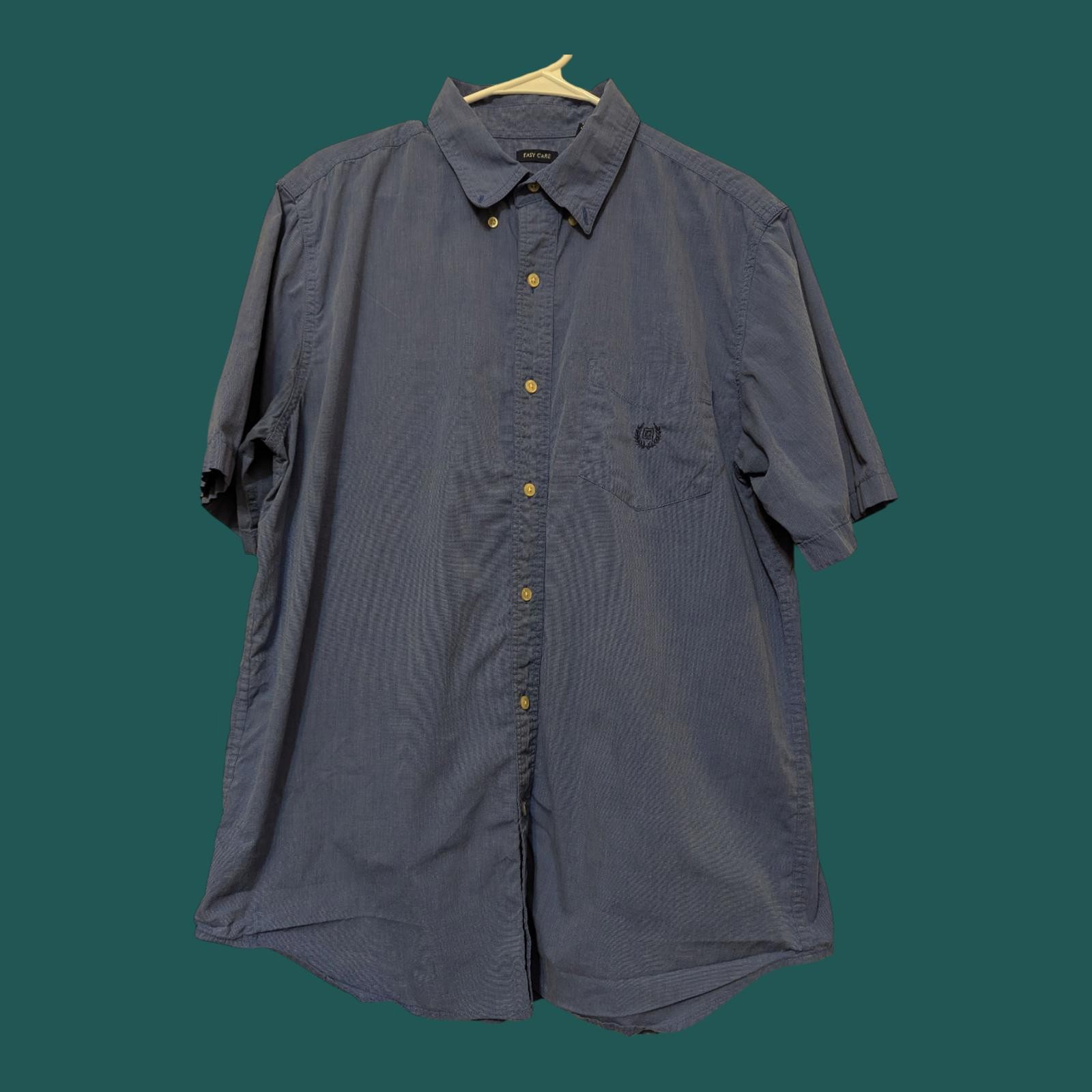 Chaps Easy Care Short Sleeve button down Shirt - Blue - Large Ralph lauren gallery