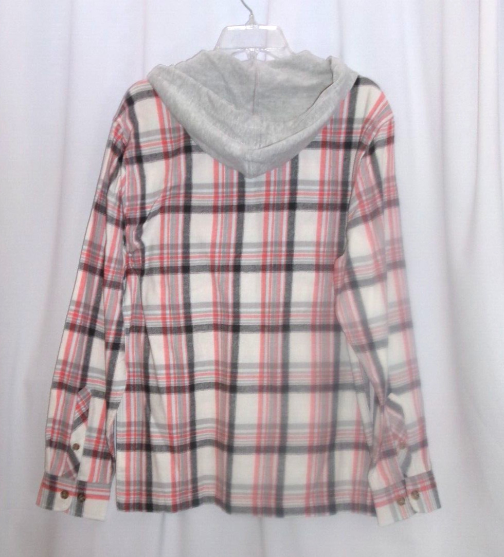 NWT No Boundaries Men’s S 34-36 Zip Hooded Gray Plaid Lightweight Flannel Shirt gallery
