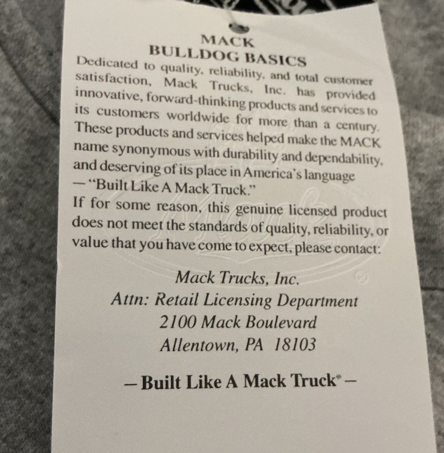 Mack Trucks High Neck T-shirt Mens Gray Long Sleeve Cotton Size 3X New w/Tag gallery