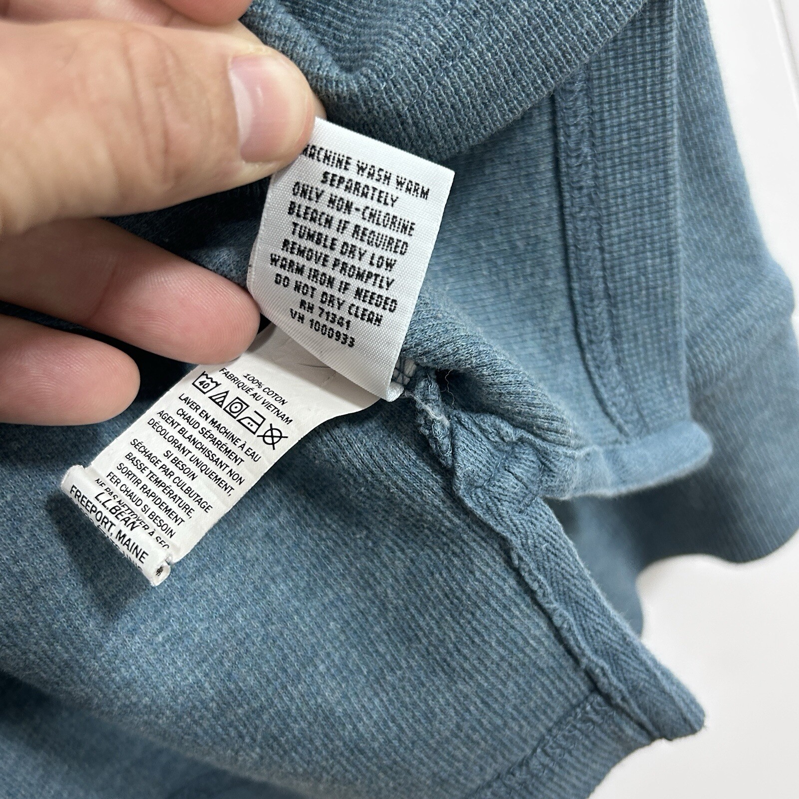 L.L.Bean Traditional Fit Ribbed Henley Mens XL Long Sleeve Blue gallery