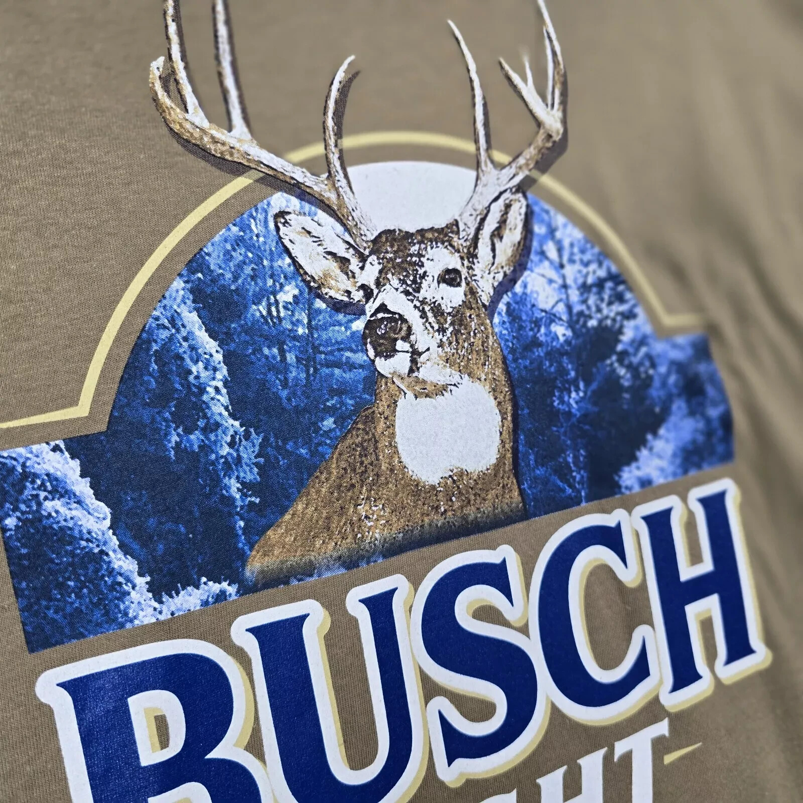 Busch Light Beer Shirt Mens 2XL XXL Brown Brew Hunting Casual Outdoor Logo NWT gallery