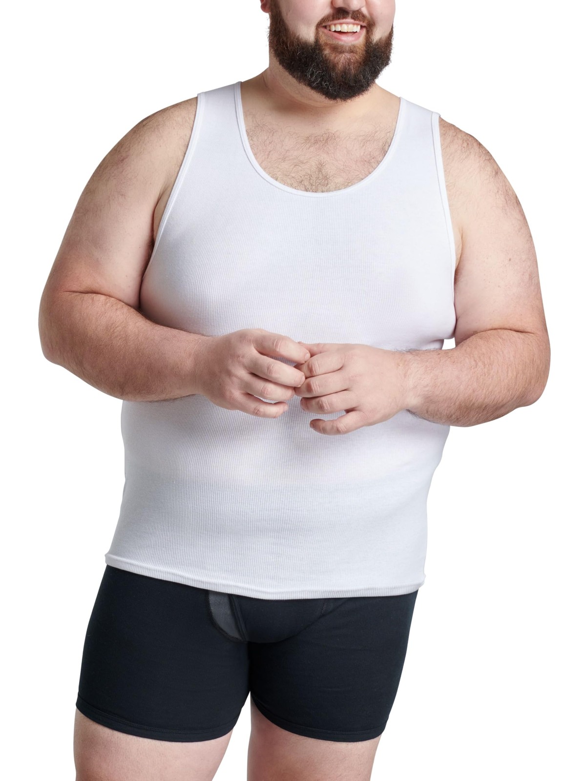 Fruit of The Loom Men's TagFree Tank AShirt, Big Man 6 Pack White, 4XLarge gallery