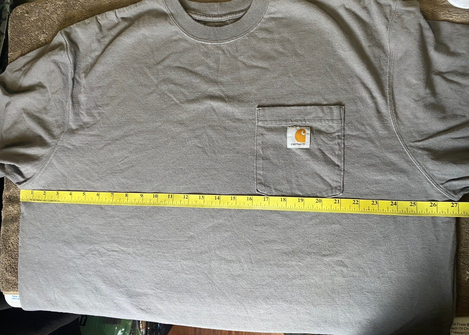 CARHARTT Men's Original Fit Gray Heavy Duty Cotton Pocket T-Shirt Size XL gallery