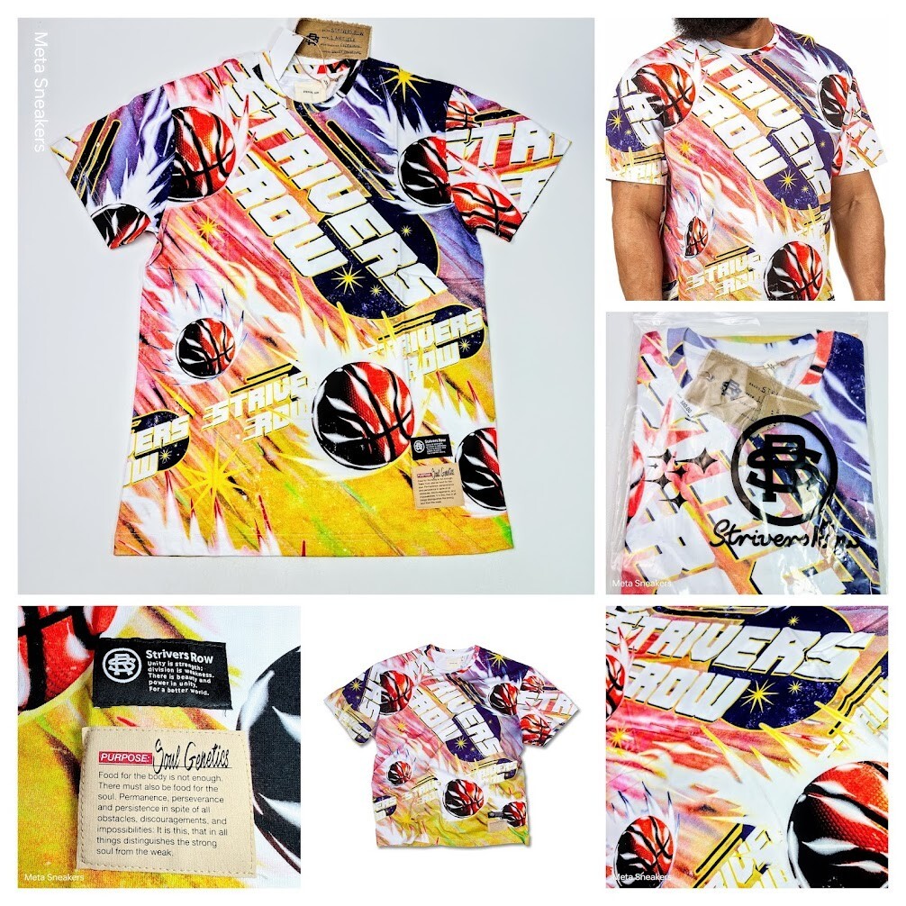 Strivers Row Soul Meteor T-Shirt Men’s L Purple Yellow Orange Basketball NWT