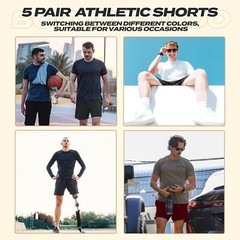 5 Pack Athletic Gym Mens Large, 1-black/Black/Dark Grey/Navy Blue/Light Grey