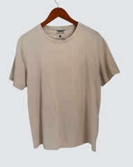 Porter & Ash Beige Crew Neck Performance Tee Cotton 5% Elastane Soft Lightweight