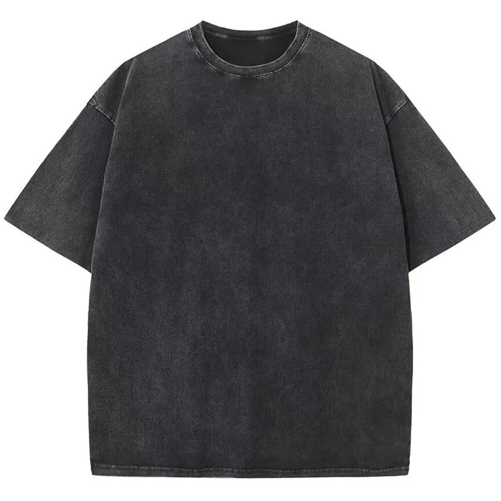 Vintage Acid Washed Oversized Drop Shoulder Heavyweight Streetwear Black T-Shirt gallery