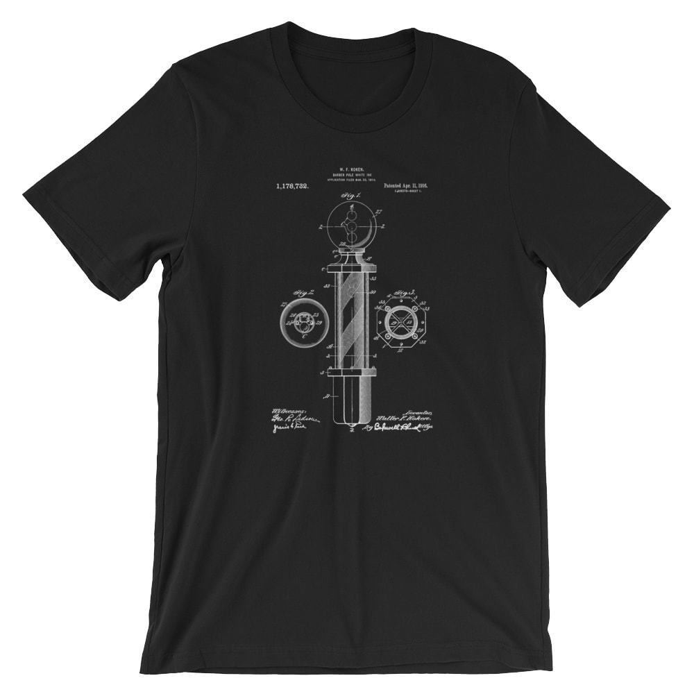 Barber Pole Patent T-Shirt. 100% Soft Cotton Premium Tee on Black, White or Gray gallery