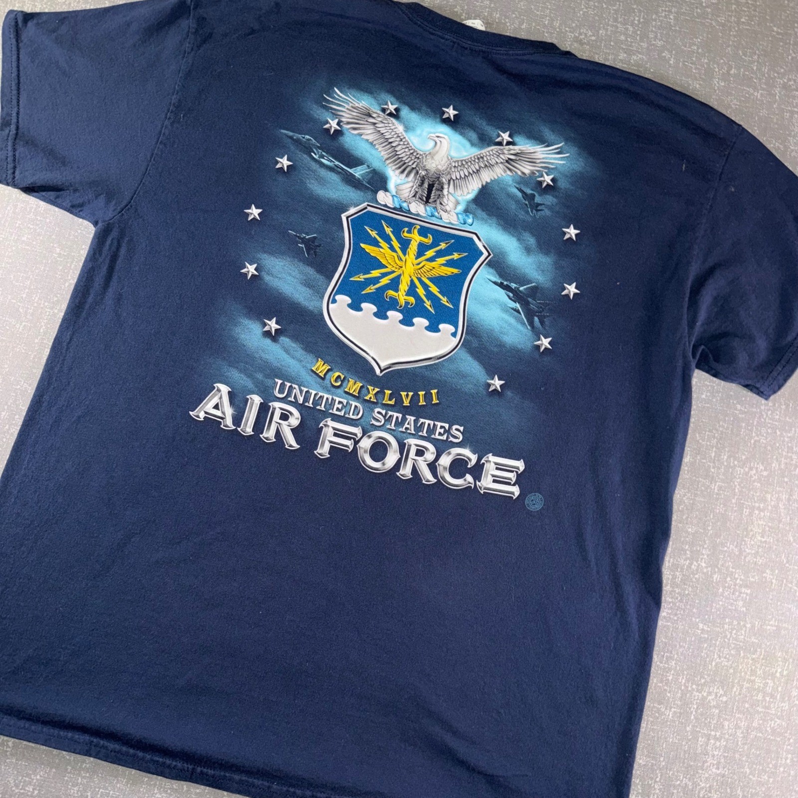 US Air Force USAF Graphic T-Shirt Mens XL Navy Blue MCMXLVII 1947 Eagle Eagle gallery