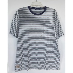 Polo Country Ralph Lauren Mens L Blue Striped Ringer Pocket T-Shirt Cotton VTG